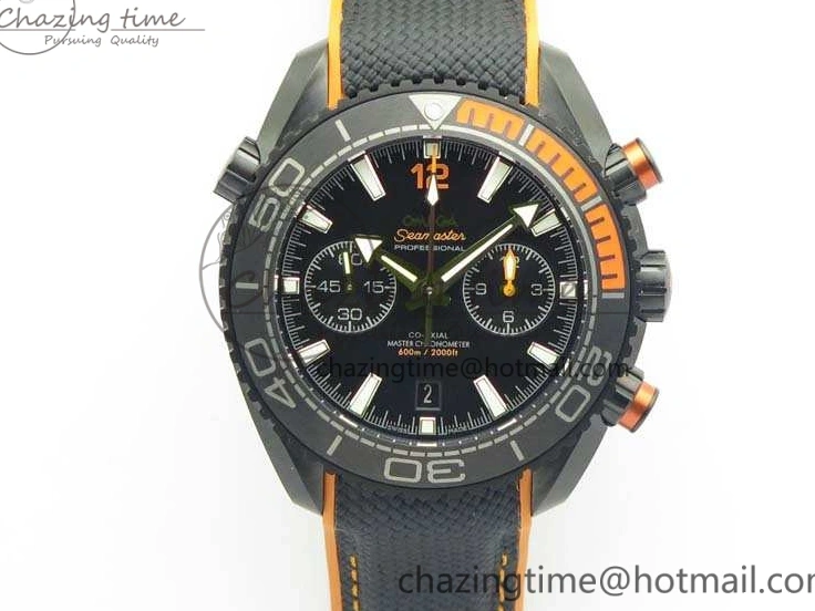 0120 Planet Ocean Master Chronometer Chrono DLC OM 1:1 Best Edition Black Dial On Nylon Strap A Chic 8103